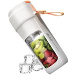 Elechelf Portable Mini Blender For Shakes and Smoothies, USB Rechargeable, 12oz Personal Handheld Fresh Juice Blender With 8 Blades For Kichen Ice (White)