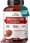 Zazzee Extra Strength Red Yeast Rice 10:1 Extract, 1200 mg, Citrinin Free, 200 Vegan Capsules, Over 3 Month Supply, Concentrated and Standardized 10X Extract, 100% Vegetarian, All-Natural and Non-GMO