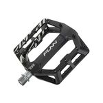 Funn Funndamental Flat Pedals - Wide Platform Bicycle Pedals for BMX/MTB Mountain Bike, Adjustable Grip for Outstanding Stability, 9/16-inch CrMo Axle (Black)