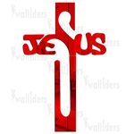 Wall1ders Jesus Cross (Pack of 1), Mirror Stickers for Wall, Acrylic Mirror Wall Decor Sticker, Wall Mirror Stickers, Acrylic Stickers, Wall Stickers for Hall Room, Bed Room, Kitchen. (Red)