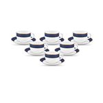 Diva from La Opala Sovrana Collection, Opal Glass Cup & Saucer Set 12 Pcs, Regent Blue, White