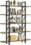 YITAHOME 5 Tier Bookshelf, 70.9" Tall Industrial Bookcase, Wide Open Display Storage Book Shelf for Living Room/Bedroom/Home/Office, Rustic Brown