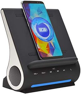 Azpen Dockall D108 Station de Chargement sans Fil avec Haut-parleurs Bluetooth améliorés Chargement sans Fil pour iPhone et Samsung, Noir