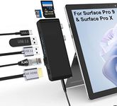 Surface Pro 9 Docking Station,Surface Pro 9 10 11 Hub Adapter with 100 Mbps LAN, 4K HDMI,100W USB-C (Display+Data+PD Charging),USB 3.0,3.5mm Audio,SD/TF Card Reader for Microsoft Surface Pro 11/10/9