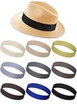 Yahenda 9 Pcs Stretchable Hat Band Ribbon Panama Hat Band Western Cowboy Hat Bands Costume Headwear for Women Men (Classic Colors)