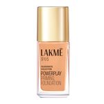 LAKMÉ 9To5 Powerplay Full Coverage Priming Matte Foundation Liquid, Built In Primer For Normal Skin Type, Spf 20, Warm Natural, 25 Ml,1 Count