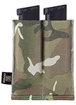 KRYDEX Molle Double Pistol Magazine Pouch Speed Pistol Mag Holder for 9mm .45 .40 Magazine Multicam