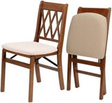 Hardwood Folding Chair with Lattice Back -Fruitwood and Blush Upholstery