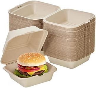 HAAGO 50 Boîte de Burger à Emporter en Bagasse de Canne à Sucre (15cm) - Boîtes à Frites, Plats à Emporter, Emballage à Snacks - Solide & Rigide - Biodégradable & Compostable
