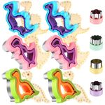 NPET Sandwich Cutter and Sealer 10 Pcs, Dinosaur Decruster Sandwich Maker for Uncrustables Peanut Butter and Jelly Sandwich Cutter for Kids Lunch DIY Uncrustable Maker Cookie Cutter Set Boy Girl