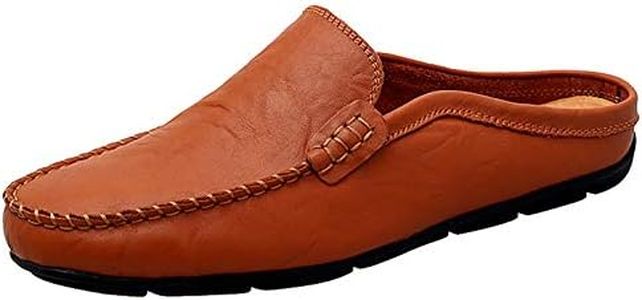 Go Tour Mens Mules Clog Slippers Breathable Punching Leather Slip on Shoes Casual Loafers Brown Size: 11.5