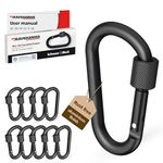 RAVN HAMAN 10 x Locking carabiner - Black - - Carabiner with screw lock up to 30 kg - - Snap hooks for indoor and outdoor - - Hooks for hammocks, punching bags, key rings, etc.