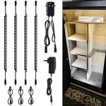 TORCHSTAR LED Safe Lighting Kit, (4) 12 Inch Linkable Light Bars + Motion Sensor + UL Power Adapter, 600LM, Input 100-240V, for Under Cabinet Gun Safe Locker Closet Showcase, 3CCT Selectable