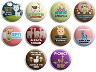 Creanoso Funny Alpacas Button Pins (10-Pack) - Premium Quality Incentive Gift Ideas for Friends and Family