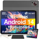 DOOGEE T30S 2024 Tablet 11'' Android 14 16GB+256GB/1TB TF Octa-Core, 2.4K Display, 8580mAh, 4G-LTE Android Tablet, Bluetooth 5.0+2.4G/5G WiFi Tablet, Tablets with Pen, Keyboard, Mouse&Case-Gray