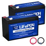 ECO-WORTHY (2 pack) 12V 8Ah LiFePO4 Lithium Iron Phosphate Deep Cycle Rechargeable Battery with Built-in BMS, Perfect for UPS Backup Battery, Kids Scooters, Fish Finder, Ham Radio, Lawn Mower