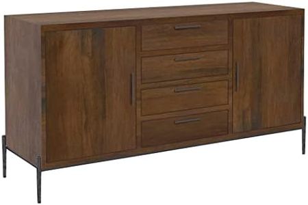 Hekman Furniture Buffet - Wood Top Iron Base & Metal Pulls Spacious Storage with 2 Cabinets & 4 Drawers Perfect for Formal or Everyday Dining Modern Industrial Design Best Office & Home Decor
