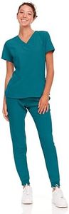 Natural Uniforms Womens Cool Stretch Jogger Scrub Set (Teal, Small)