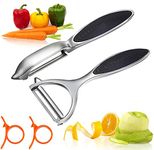 Potato Peelers, Vegetable Peeler for Kitchen Stainless Steel Y Shape Swivel Peelers, Carrot, Fruit, Ergonomic Non-Slip Handle and Sharp Blade with 2 Oranges Peeler