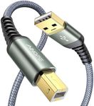 AINOPE Printer Cable 6.6ft, USB A to USB B Cable USB 2.0 MIDI Cable【High Speed】 Nylon Braided USB Printer Cable Scanner Printer Cord to Computer for HP Canon Brother Dell Epson Lexmark DAC, Grey