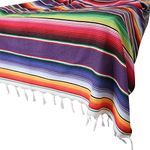 84 X 59 Inch Mexican Serape Blanket Bay Window Blanket, Mexican Tablecloth Serape Tatami Blanket Bed Blanket Table Cover Tapestry Blanket Picnic Mat for Mexican Party Wedding Decorations