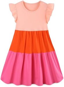 Baby Toddler Girl's Dress Long Sleeve Fall Winter Casual Cotton Swing Twirly Dresses Clothes Outfits Tunic Clothing Vestido para Niña Pink Red Block 2t