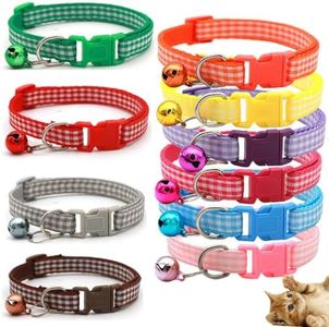 10 Pcs Breakaway Cat Collar, Breakaway Cat Collars with Bells, Quick Release Cat Collar Colorful Kitten Collars Safety Buckle with Bell, Ideal for Girl Cats Male Cats Kittens Puppies(Mixed Colors)