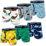 boys underwear，dino theme，boys boxer briefs，100% soft and breathable cotton，boys underwear size 3-4t，No built-in labels，boys underwear，Elastic waistband prevents pinching and discomfort，6-pack random