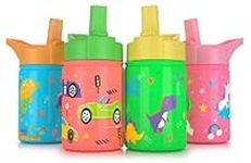 Be-Active Kids Water Bottle with straw – Kids Water Bottles Stainless Steel – Leakproof Upgraded Lid BPA Free – Childs water bottle – Childrens drink bottle Kid school girls boys (Green)