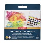 Derwent Inktense Studio Paint Pan Set, Includes Waterbrush, 24 Assorted Colours (2306318)
