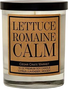 CEDAR CRATE MARKET Lettuce Romaine Calm, Kraft Label Scented Soy Candle, Citrus, Lavender, Woody, 10 Oz. Glass Jar Candle, Made in The USA, Decorative Candles, Funny and Sassy Gifts