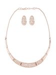 ZAVERI PEARLS Rose Gold Cubic Zirconia Party Bling Necklace & Earring Set For Women-ZPFK15274