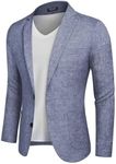 COOFANDY Men Slim Fit Suits Casual Lightweight Blazer Jackets Two Button Tuxedos Blue