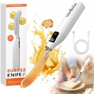 Rechargeable Heated Butter Knife, LED Display Real-Time Temperature & Battery Level，2000mAh Electric Butter Knife, 158°F Fast Heating, IP67 Waterproof，Kitchen Tool for Softening Cold and Hard Butter（White）