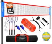 Badminton & Volleyball Combo Set - Professional Volleyball Net for Lawn, Backyard, Easy Set up Volleyball Set with Carry Bag, Boundary Line | Come with Flying Discs for Family Fun