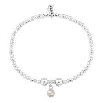 TRINK Brand Sterling Silver Beaded Birthstone Bracelet for June Freshwater Pearl