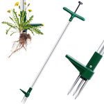 Ohuhu Weed Puller Stand Up Weeder Hand Tool with 3 Claws and Foot Pedal, Long Handle Garden Weeding Tool Standup Lawn Garden Tool for Dandelion, Standup Weed Root Pulling Tool and Picker, Length 1m