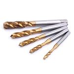 ATOPLEE Spiral Flute Tap, 5pcs Titanium Coated HSS 6542 Metric Machine Tap Set M3 M4 M5 M6 M8 [5 Sizes]