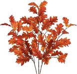 30" Fake Fall Stems Plants Indoor, 3 Pcs Artificial Fall Branch Decorations for Home, Faux Long Autumn Leaf Stems for Vase Filler, Autumn Decor Oak Leaves Sprays Centerpiece Wedding Table(Orange)