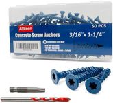 Allkeen 3/16" x 1-1/4" Concrete Screws, Anchoring to Masonry, Brick, Block, Cement or Stucco, 50PCS