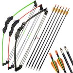 Youth Compound Bow and Arrow Set 12lbs Archery Compound Bow Kit Junior Practice Training Bow Including 6 Fiberglass Arrows (Black)