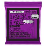 Ernie Ball Power Slinky Classic Rock n' Roll Pure Nickel Electric Gtr Strings 3 Pack - 11-48 Gauge