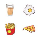 Bhai Please Cutting Chai, Fries, Half Fry and Pizza Slice Wooden Fridge Magnet (Pack of 4 pcs, one pc Each Design) Food, Drinks and Kirchen Decorations and Gifts