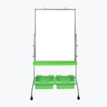 Luxor Mobile School Classroom Double Sided Magnetic Whiteboard Chart Stand with 2 Storage Bins - Green