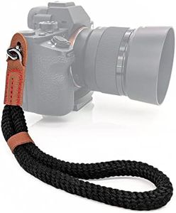 MyGadget Cinghia da Polso per Fotocamera - Cinturino Macchina Fotografica - Laccetto Impugnatura a Mano Regolabile per Canon, Nikon, Sony, Fujifilm, Olympus - Nero | Beige