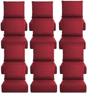 Opohoro Luxury 6" Thick Outdoor Cushion Set 12-24x24 Patio Furniture Cushions with 28D High-Density Foam, Water-Resistant & Fade-Resistant Fabric, Removable Covers for Patio Furniture Sofa Couch -Red