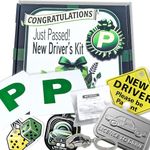 Just Passed! New Driver's Kit - Passing Driving Test Gift inc. Fully Magnetic P Plates, Celebration Custom Tin, Keyring, Sweets, Air Fresheners and New Driver Warning Sign