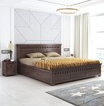 Ganpati Arts Sheesham Wood Armania Queen Size Bed with Box Storage for Bedroom Living Room Wooden Double Bed Palang (Walnut Finish)