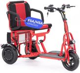 Culver Cougar Folding Mobility Scooter - Lightweight Portable Scooter for Adults, 3 Wheel Motorized Scooter - Travel Scooters, 280lbs, Only 57lbs - 15mi Range Electric Scooter (Red)