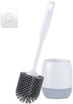 Physie Wall Mounted Toilet Brush Round Toilet Brush with Holders with Solid Handle and Durable Silicone Bathroom Toilet Bowl Brush Set for Bathroom Cleaning.